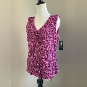 Pink/black stretch sleeveless top NWT Large